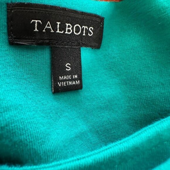 Talbots teal shift dress with floral neck line- size s - Picture 6 of 8